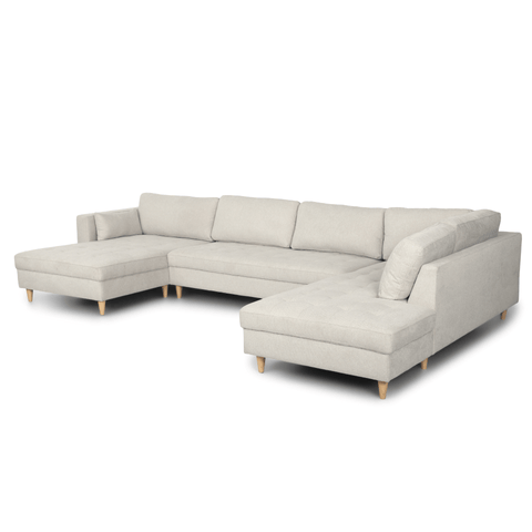 Brandy - venstrevendt u-sofa i beige med chaiselong - L: 366 x D: 211 x H: 80 cm