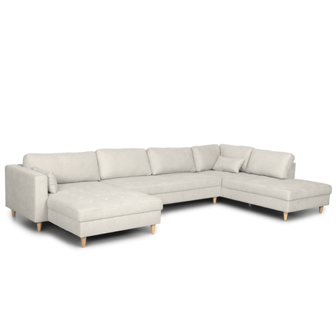 Brandy - venstrevendt u-sofa i beige med chaiselong - L: 366 x D: 211 x H: 80 cm