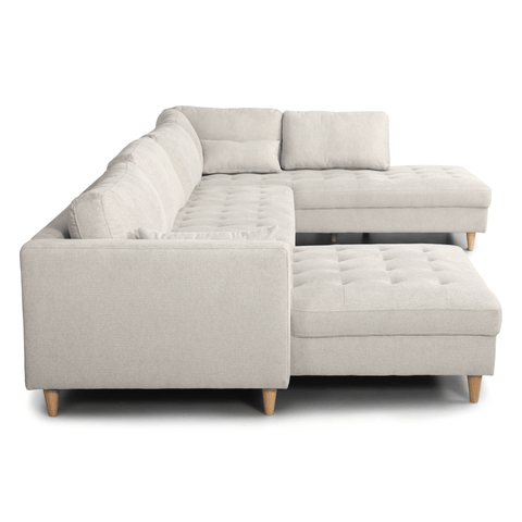 Brandy - venstrevendt u-sofa i beige med chaiselong - L: 366 x D: 211 x H: 80 cm