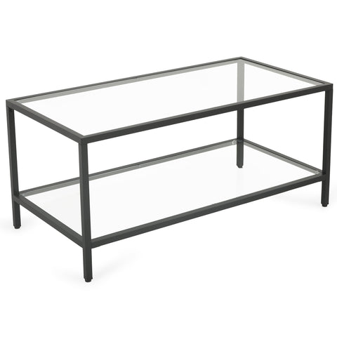 Bianca sort sofabord metalstel og glas - 100x50x40 cm
