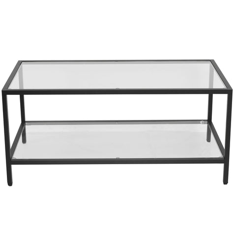 Bianca sort sofabord metalstel og glas - 100x50x40 cm