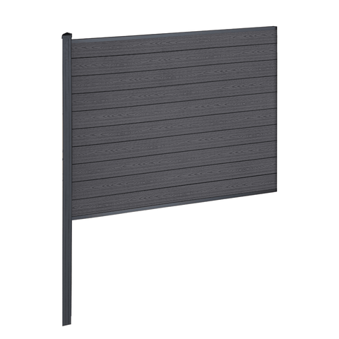 Finley komposithegn midtermodul - H: 150 x L: 185 cm - Antracitgrå/sort