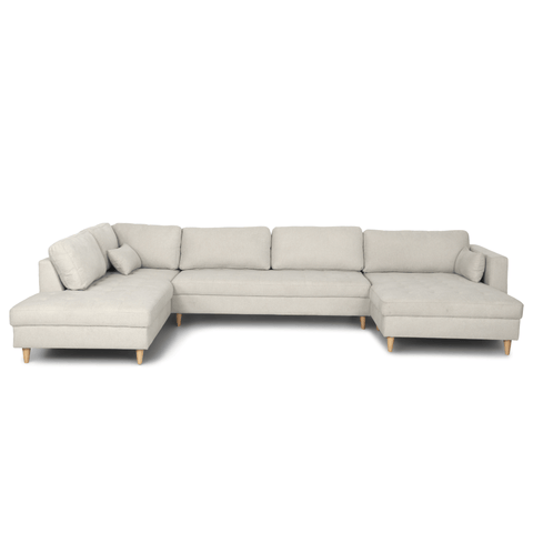Brandy - højrevendt u-sofa i beige med chaiselong -  L: 366 x D: 211 x H: 80 cm
