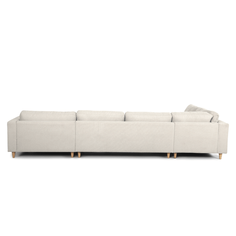 Brandy - højrevendt u-sofa i beige med chaiselong -  L: 366 x D: 211 x H: 80 cm