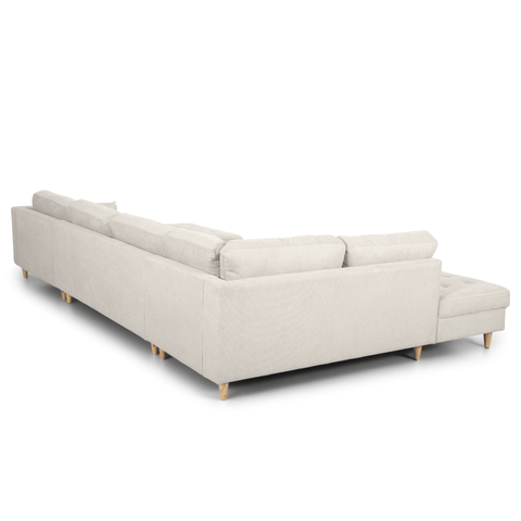Brandy - højrevendt u-sofa i beige med chaiselong -  L: 366 x D: 211 x H: 80 cm