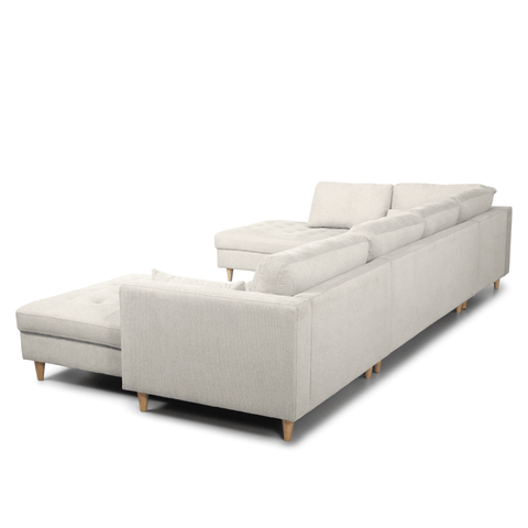 Brandy - højrevendt u-sofa i beige med chaiselong -  L: 366 x D: 211 x H: 80 cm