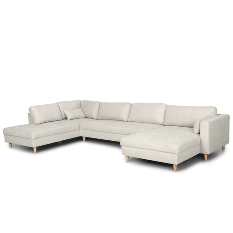 Brandy - højrevendt u-sofa i beige med chaiselong -  L: 366 x D: 211 x H: 80 cm