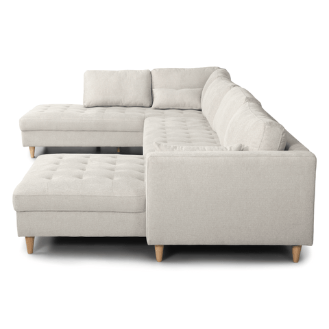 Brandy - højrevendt u-sofa i beige med chaiselong -  L: 366 x D: 211 x H: 80 cm