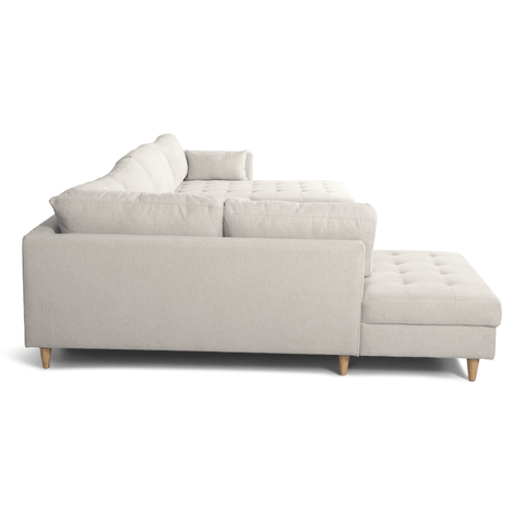 Brandy - højrevendt u-sofa i beige med chaiselong -  L: 366 x D: 211 x H: 80 cm