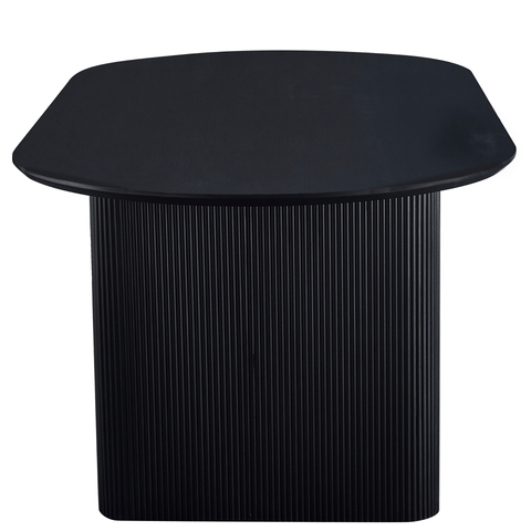 Carisma sort ovalt lamel spisebord 200 x 100 cm med søjleben