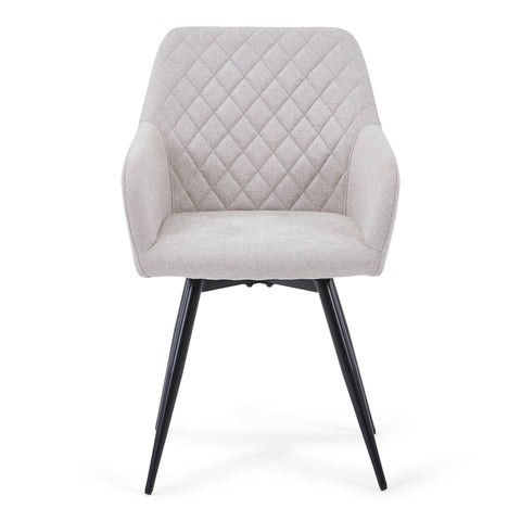 Carlo spisebordsstol - Beige polstret med drejefunktion 360 grader