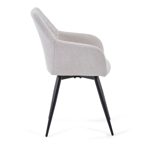 Carlo spisebordsstol - Beige polstret med drejefunktion 360 grader