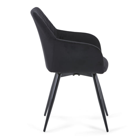 Carlo spisebordsstol - Sort velour med drejefunktion 360 grader