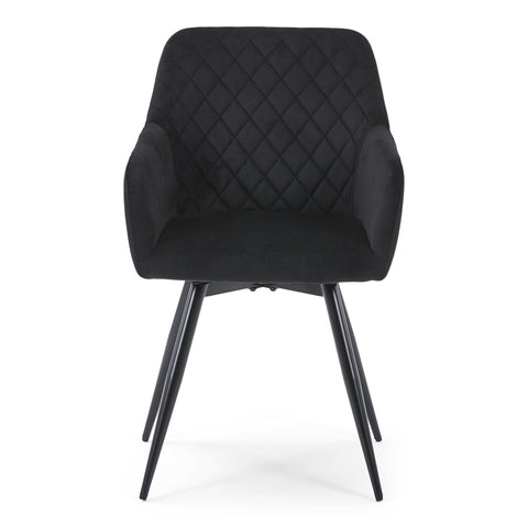 Carlo spisebordsstol - Sort velour med drejefunktion 360 grader
