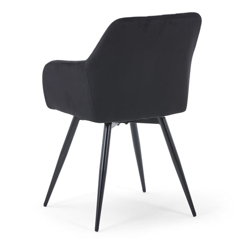 Carlo spisebordsstol - Sort velour med drejefunktion 360 grader
