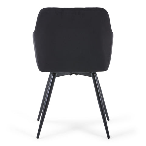 Carlo spisebordsstol - Sort velour med drejefunktion 360 grader