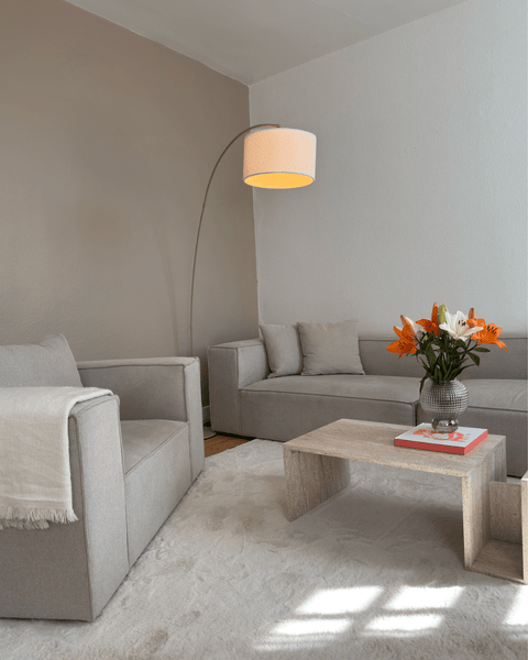 Hailey - U-sofa modulsofa i beige med 4 moduler - Højrevendt chaiselong L: 368 X D: 247 X H: 65 cm