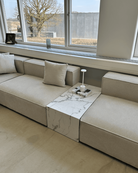 Maxine sofabord hvid marmor look 90x50 cm