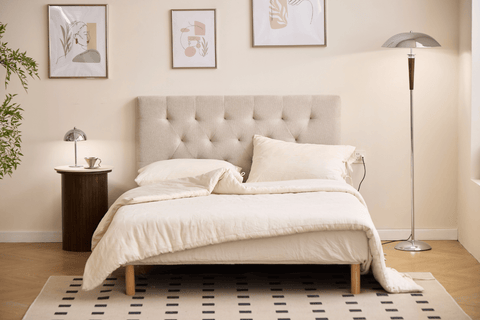 Nia sengegavl 140x63 cm i beige tekstil