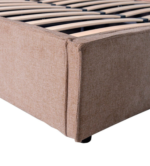Elliot sengeramme med opbevaring 140x200 cm i sand tekstil