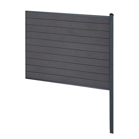 Finley komposithegn afslutningsmodul - H: 150 x L: 185 cm - Antracitgrå/sort