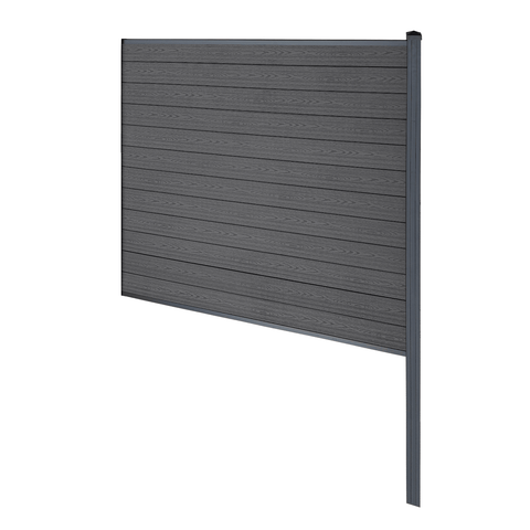 Finley komposithegn afslutningsmodul - H: 180 x L: 185 cm - Antracitgrå/sort