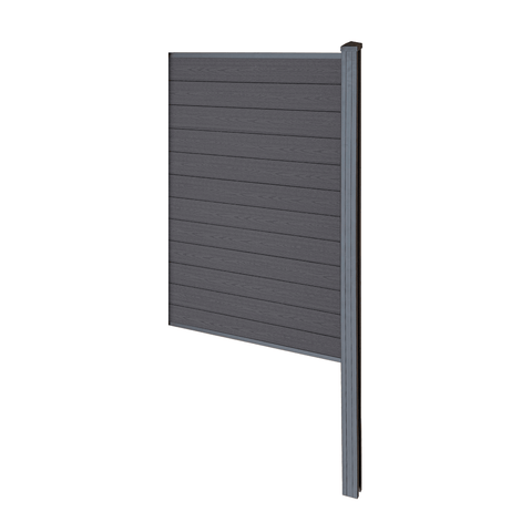 Finley komposithegn afslutningsmodul - H: 180 x L: 95 cm - Antracitgrå/sort