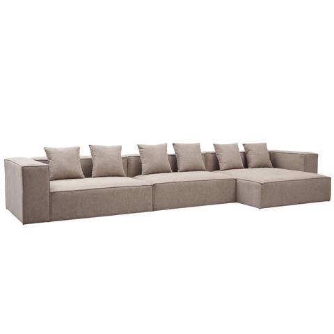 Hailey - Højrevendt chaiselong modulsofa i sand med 3 moduler L: 415 X D: 148 X H: 65 cm