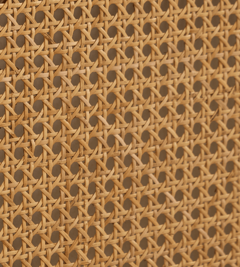 Jamie sengeramme i røget eg med sengegavl i rattan flet 140x200 cm