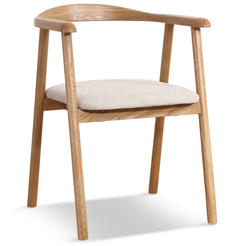 Jocelyn spisebordsstol i eg med beige stof sæde. (OU11765) - se produktbeskrivelse