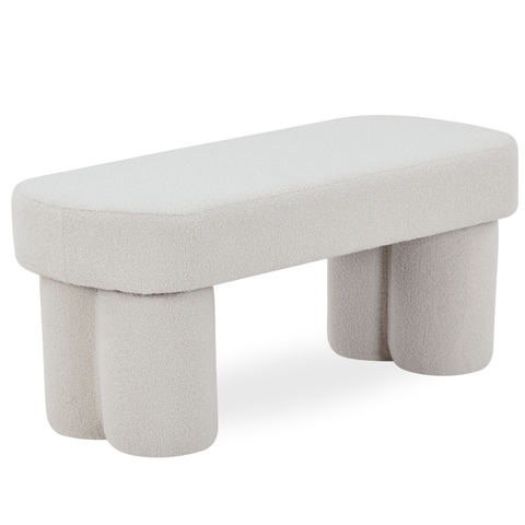 Linea bænk hvid Boucle 100x42x44 cm