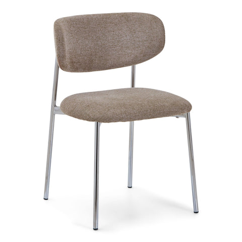 Lucinda spisebordsstol i chrome med sand tekstil