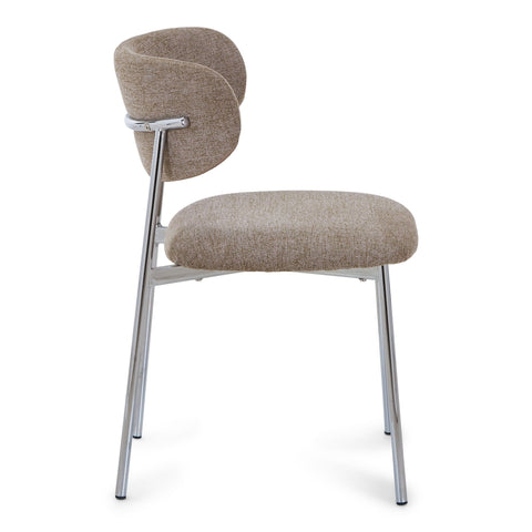 Lucinda spisebordsstol i chrome med sand tekstil