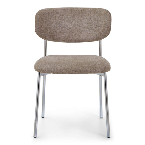 Lucinda spisebordsstol i chrome med sand tekstil