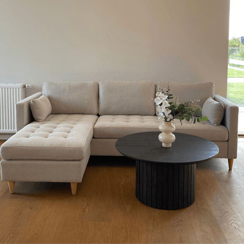 Lulu - Højrevendt og venstrevendt vendbar chaiselong sofa lys beige - L: 215 x D: 82 x H: 78 cm