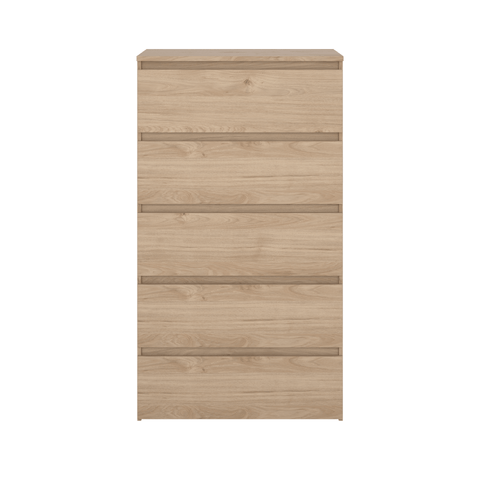 Maise kommode H:114 x B:65 x D:41 cm med 5 skuffer i egelook