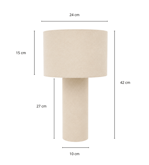 Mariah bordlampe med lampeskærm i linned 42 x 24 cm