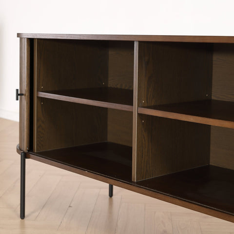 Florence jalousi skab med lameller i røget eg 160x45x75 cm