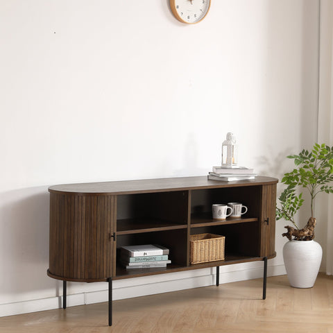 Florence jalousi skab med lameller i røget eg 160x45x75 cm
