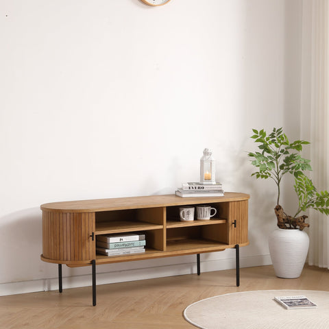 Florence jalousi tv-bord med lameller i eg 138x40x55 cm