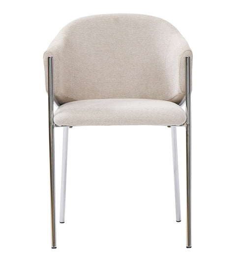 Carolina spisebordsstol i beige tekstil med chrome ben