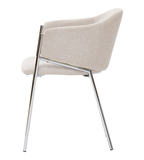 Carolina spisebordsstol i beige tekstil med chrome ben