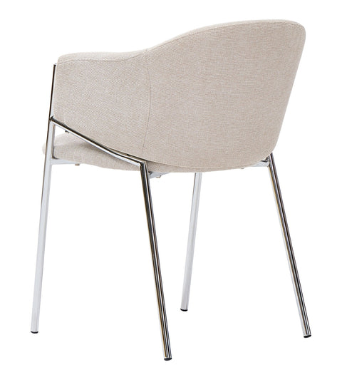 Carolina spisebordsstol i beige tekstil med chrome ben