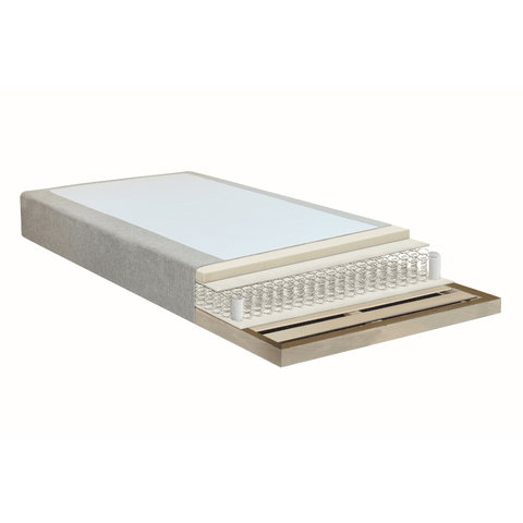 Premium boxmadras seng i beige med 90x200 cm med 7 cm topmadras i memoryskum ekskl. ben