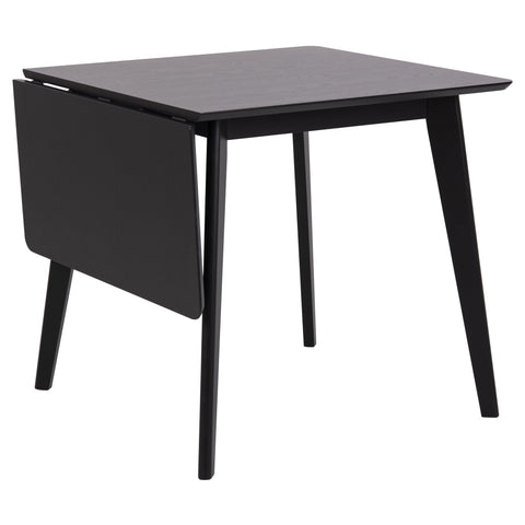 Rickie - Sort klap ud spisebord med tillægsplade i sortlakeret egefiner - 80/120 x 80 cm