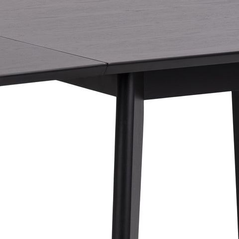 Rickie - Sort klap ud spisebord med tillægsplade i sortlakeret egefiner - 80/120 x 80 cm
