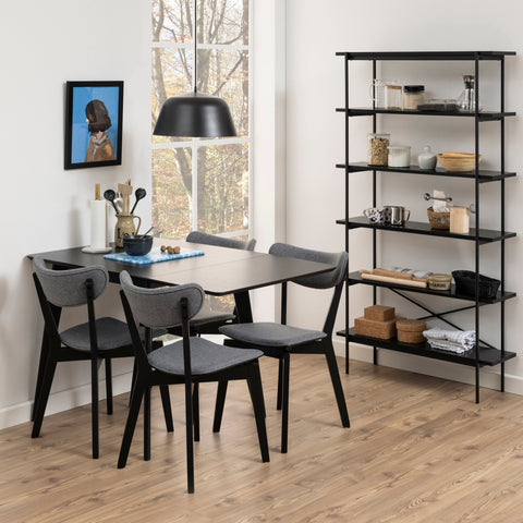 Rickie - Sort klap ud spisebord med tillægsplade i sortlakeret egefiner - 80/120 x 80 cm