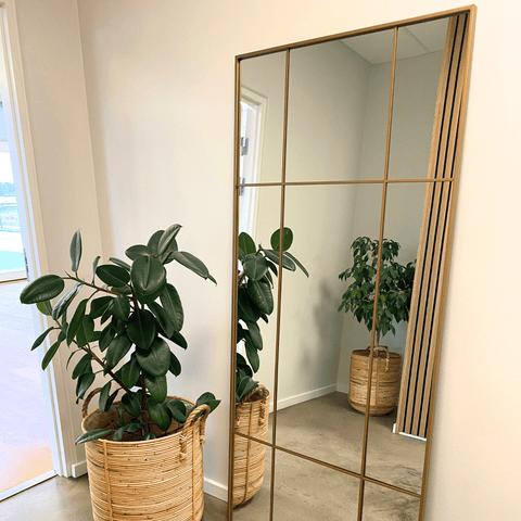 New Yorker spejl med guld/messing farvet ramme 180 x 80 cm