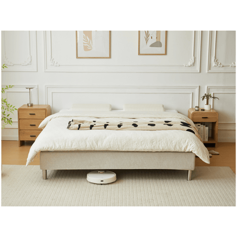 Premium Kontinentalseng i beige 180x200 cm med 7 cm topmadras i memoryskum inkl. chrome ben