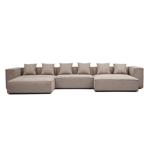 Hailey - Højrevendt chaiselong modulsofa med puf i sand L: 415 X D: 172 X H: 65 cm